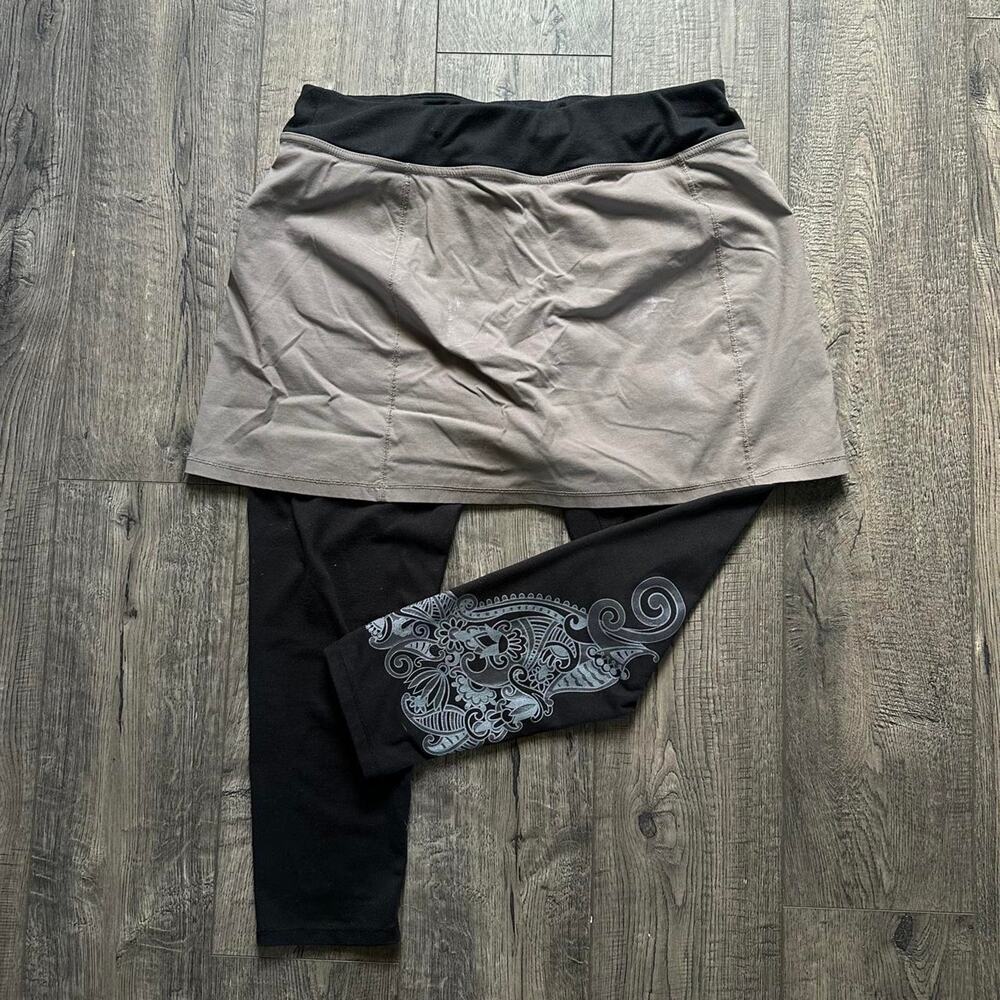 Vintage Y2K 00s Tribal Tattoo Yoga Leggings Skirt Layer Capris Yoga Pants